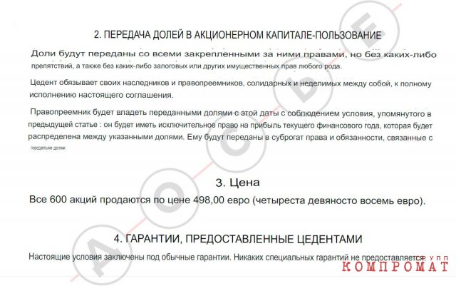 Договор о продаже доли Ильдуса Минниханова в Azur Life