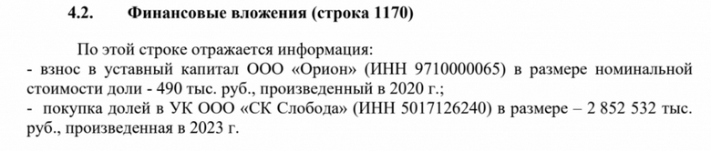 Выписка из отчетности АО «Ригель» за 2023 год